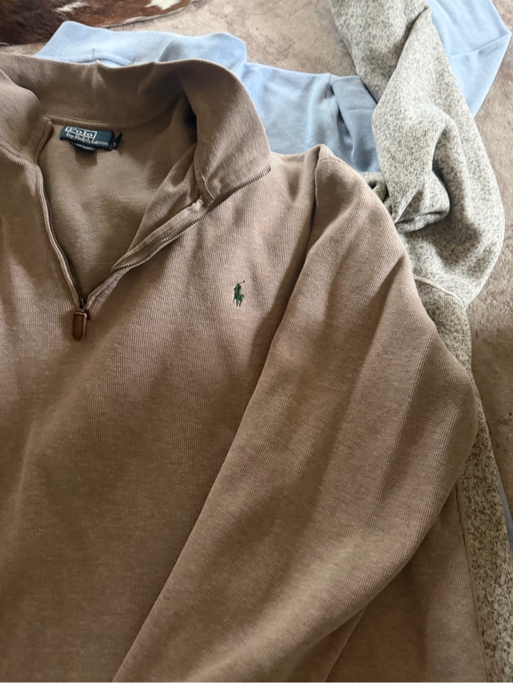 Polo by Ralph Lauren Brown Quarter-Zip Pullover with Green Pony